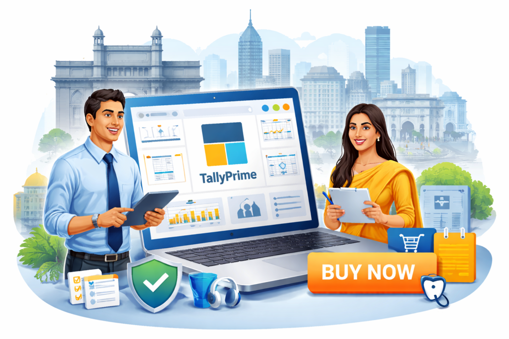 “TallyPrime software dashboard with GST compliant accounting solution for Mumbai businesses”