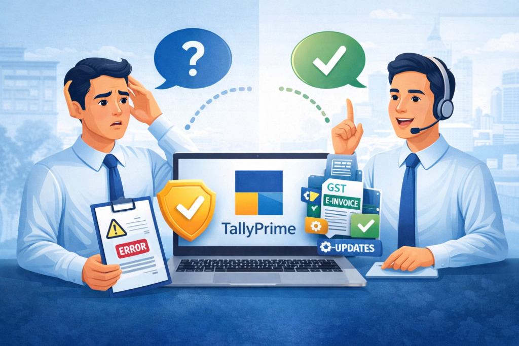 Tally AMC in Mumbai support expert solving customer query for TallyPrime software issues